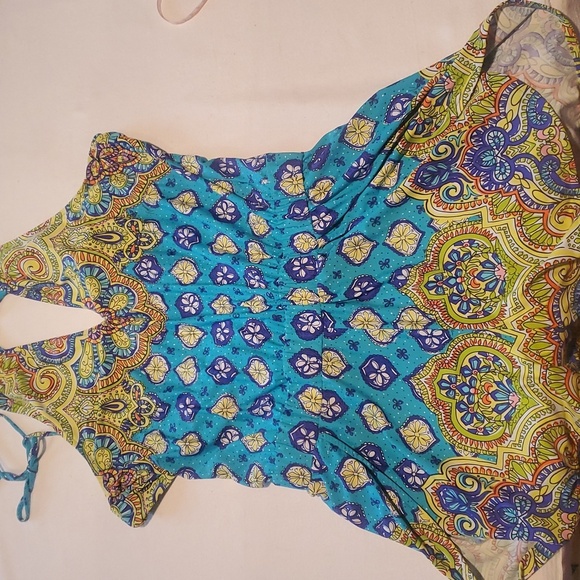 Trina Turk Corsica Halter Neck Colorful Sz. M Romper Cover-up - Picture 1 of 9